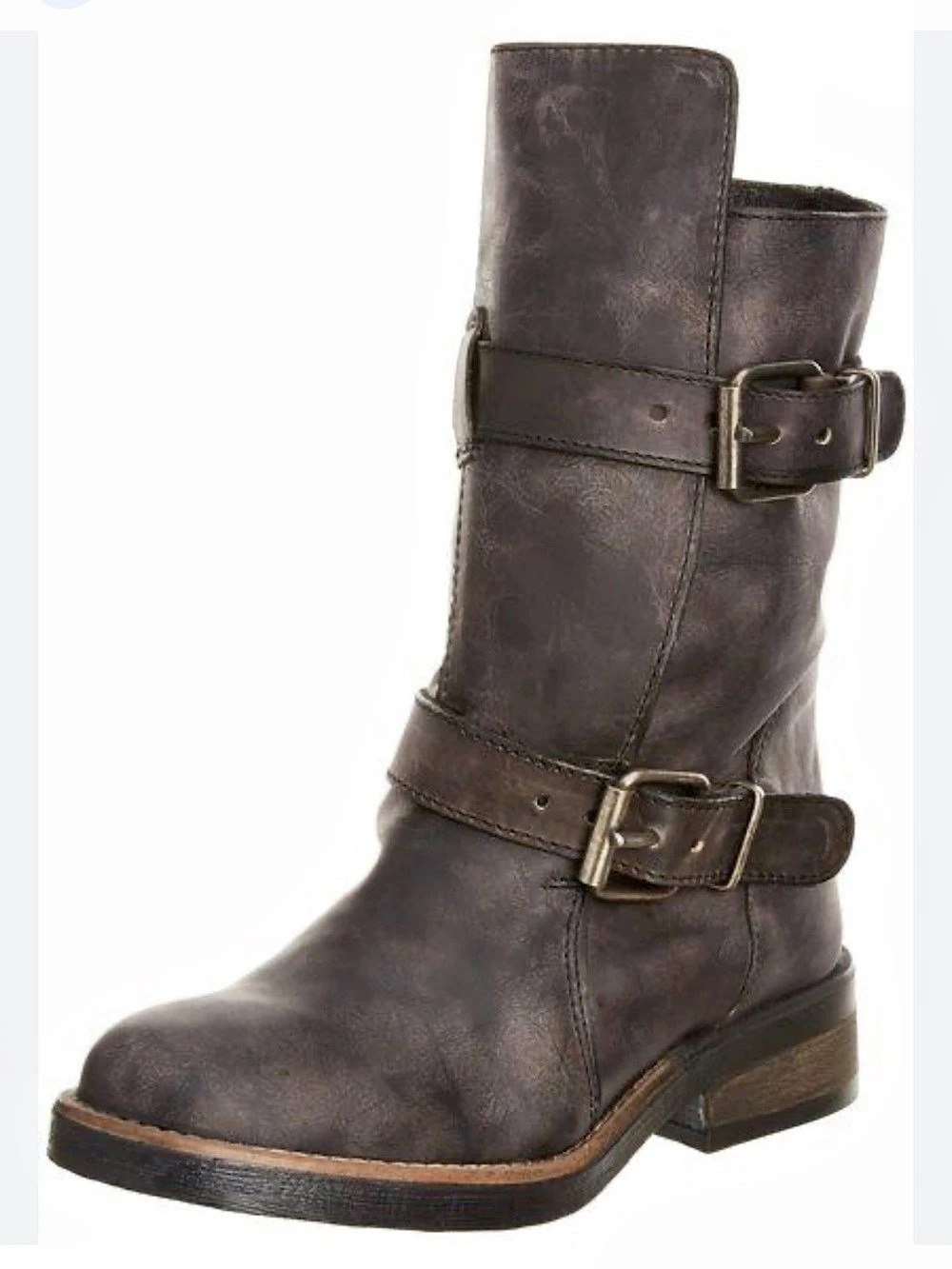 Steve Madden Caveat Biker Buckle Moto Boots in Brown US 10